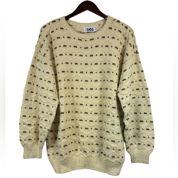 Trader Bay Other - Vintage Trader Bay 501 Made in the USA Grandpa Textured Sweater in Cream Size M